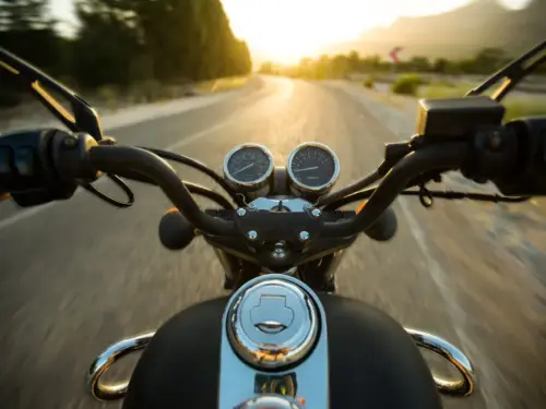 Traveling on a motorcycle on the roads